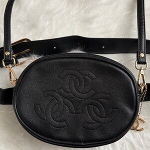 New Chanel Makeup VIP Black Vegan Leather Versatile Belt Bag/Bum & Crossbody Bag